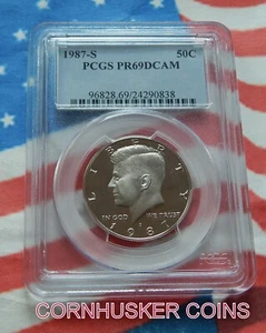 1987-S KENNEDY HALF DOLLAR PCGS PR69DCAM ~ BRIGHT MIRROR SURFACE  👀 - Picture 1 of 2