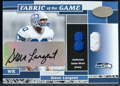 2002 Leaf Certified Steve Largent Auto #65/80 Game Worn Patch Jersey Fabric Game - Image 1 of 2