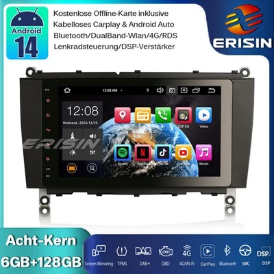8-Kern Android 14 Autoradio GPS DAB+SWC 4G für Mercedes CLK-Class W209 C209 A209 - Bild 1 von 4