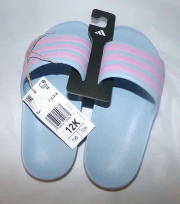 Adidas Toboganes Niños Talla 12.0~Púrpura y Rosa~Nuevo con Etiquetas Foto 1 de 4