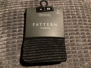 BNIP New Next Pattern Tights - Black - Sparkle Stripe & Spots - Medium - Picture 1 of 3