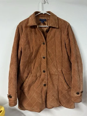 J. McLaughlin оранжевый коричневый кожаный замши верхняя одежда стеганая куртка размер средний - Изображение 1 из 4