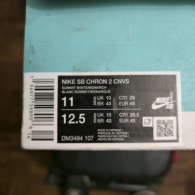 NIKE SB CHRON 2 CNVS Summit Blanco Monarca Talla 11 Foto 1 de 4