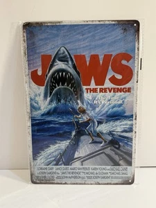 Jaws The Revenge Movie Poster Tin Sign Mac Cave Art Movie Room Horror Art Sharks - Picture 1 of 1
