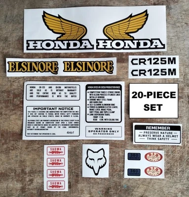 HONDA CR125 M ELSINORE 21 PIEZAS. JUEGO DE PEGATINAS VINTAGE CALCOMANÍAS GRÁFICAS 1974 - 77 D.I.D Foto 1 de 4