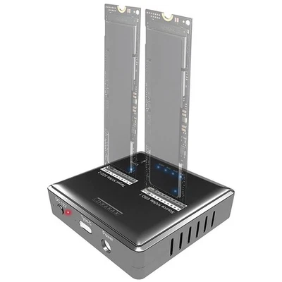 Xystec Dual-Bay-Dockingstation für M.2-SSD-Speicher zum Klonen ohne PC, USB-C - Bild 1 von 4
