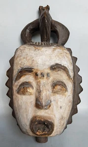 ANCIEN MASQUE BRUT POLYCHROME IGBO /NIGERIA RAPPORTE DANS LES ANNEES 1950 / 60 - Picture 1 of 4