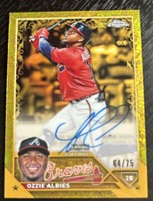 2023 Topps Gilded Ozzie Albies  Auto Gold Etch Yellow #64/75 Braves SP