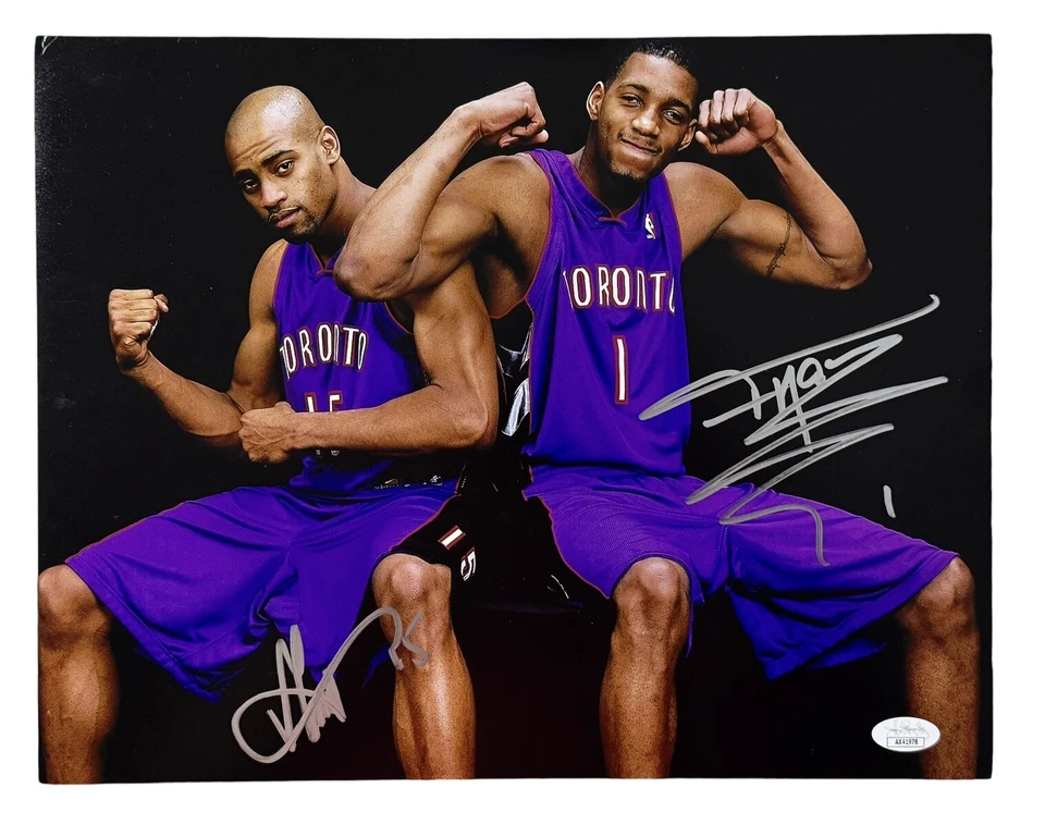 Fotografía firmada por Vince Carter Tracy McGrady Toronto Raptors 11x14 Salón de la fama Certificado de autenticidad JSA Foto 1 de 1