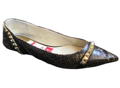 Michael Kors Mujer Plano Ella Marrón Serpiente Pirámide Tachuela Punta Talla 6M Foto 1 de 4