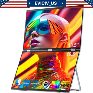EVICIV Delta 18.5" Portable Monitor Extender Dual Screen 1080P For Laptop PC PS5 - Picture 1 of 20