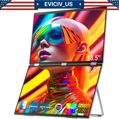 UStation Max 18.5" Stacked Monitor Laptop Dual Screen Folding Display 1080P Used - Image 1 of 4