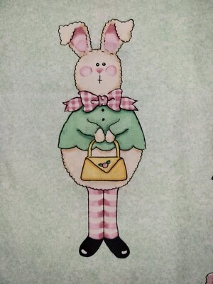 Easter Happy Spring Applique Daisy Kingdom Bunny Cotton Quilt fabric 1 3/8 yard - Image 1 of 4