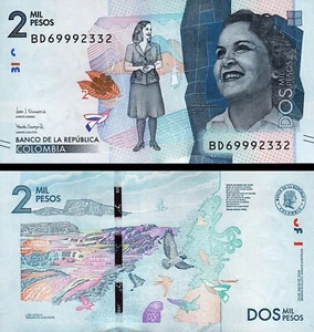 Banknote - 2019 Colombia 2000 Pesos P458e UNC Debora Arango (F) River scene (R) - Bild 1 von 1