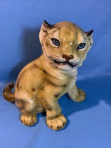 Estatuilla vintage de cachorro de león de cerámica de mediados de siglo de 10" - Imagen 1 de 13