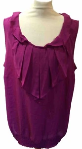 BM COLLECTION Purple Pleated Neck Overlay Sleeveless Blouse U.K. 20 FREE P&P - Picture 1 of 5
