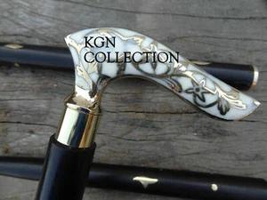 Black/Golden with White Color Cane Victorian Style Walking Cane Stick - Picture 1 of 7