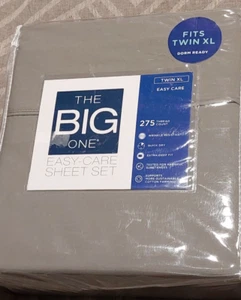 New 3 pc Set The Big One Easy Care Sheets size Twin XL Dorm Gray -shelf - Picture 1 of 5