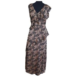 Ex M&Co Black & Rose Gold Mix Frilled Sleeveless Glamour Dress RRP £119