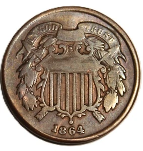 1864 Two Cent Piece 2C  Large Motto -VF -SVN522 - Picture 1 of 2