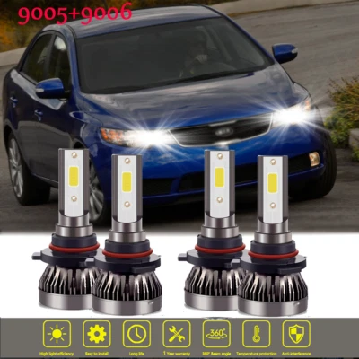 适用于起亚 Optima 2016 2017 - 2019 年前 LED 车头灯高/低光束 9005 灯泡 6000K — 第 1/4 张图片