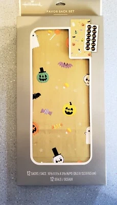 Набор мешков для угощений на Хэллоуин с наклейками - упаковка из 12 - Изображение 1 из 2
