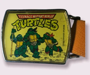 Vintage 1988 TMNT Teenage Mutant Ninja Turtles LEE Belt Buckle w/26" orange belt - Picture 1 of 3