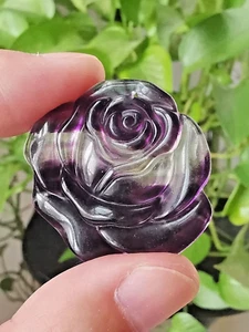 1.5" Natural colorful fluorite Hand Carved Rose Crystal Reiki Healing 1pc - Picture 1 of 7