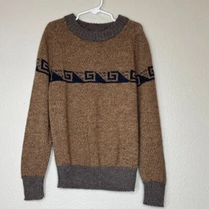 ALPACA Boys Sweater Sz SMALL ARTE VIVO MIGUELITO Brown & Black Crew Neck - Picture 1 of 7