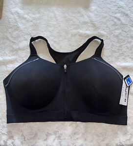 LAYER 8 MAXIMUM SUPPORT SIZE 2X Sports Bra Black Fitted Front Zipper-NEW