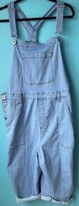 Damen Shortall Overall Denim roher Saum Größe 3X Taschen Knöpfe Träger - Bild 1 von 8