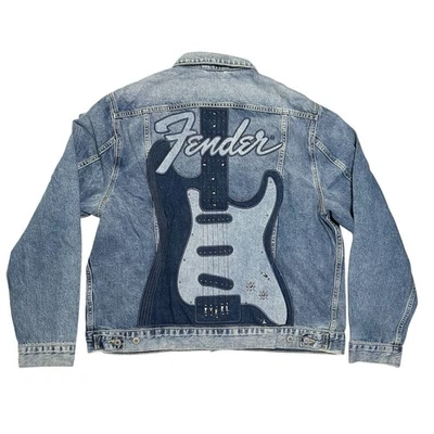Lucky Brand® x Stratocaster  Fender NEW 70th Anniversary Denim Guitar Jacket Sm - Image 1 of 4