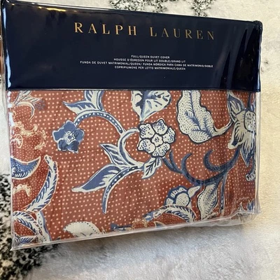 Ralph Lauren Full Queen Duvet Cover Mirabelle Orange Floral Bedding 92 X 96 - Image 1 of 4