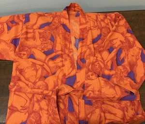 Vtg Unique MCM Fabric Smoking Jacket Robe Nudes Kama Sutra Male Female Unisex - Picture 1 of 19