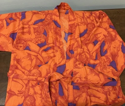 Винтажный уникальный MCM ткани курить куртка халат ню Камасутра мужской женский унисекс - Изображение 1 из 4