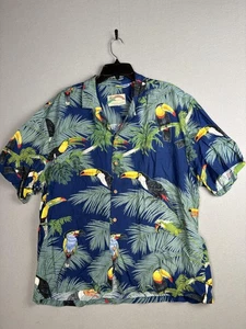 Paradise Found Hemd Herren Extra Large Blau Tukane Hawaii Aloha Knopfleiste Palme - Bild 1 von 11