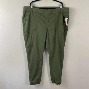 Denim Co. Regular Comfy Knit Denim Cargo Jogger Size 1X Green Pull On - Picture 1 of 11