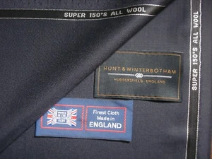 Hunt & Winterbotham 100% SUPER 150’s WOOL SUITING FABRIC IN “Dk. Navy” See Below - Picture 1 of 12