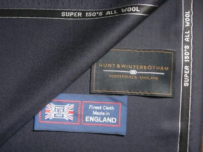 Hunt & Winterbotham 100% SUPER 150’s WOOL SUITING FABRIC IN “Dk. Navy” = 4.65 m. - Image 1 of 4