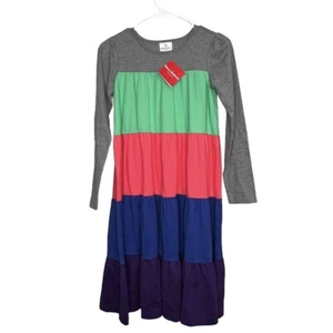 Hanna Andersson Dress Size 12 | 150 Gray Pink Blue Purple Long Sleeve Tiered NWT - Picture 1 of 15