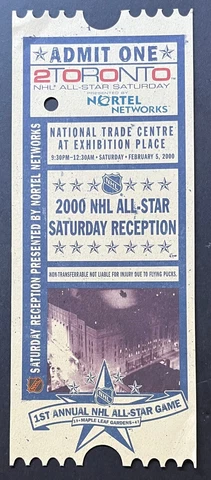 2000 NHL All Star Saturday Reception Ticket Toronto Exhibition Place Cover
