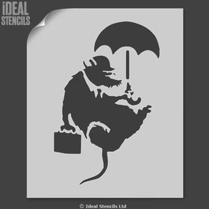 Banksy Rat Schablone Fliegende Ratte Regenschirm Geschäftsmann Schablone - Ideal Schablonen Ltd - Bild 1 von 4