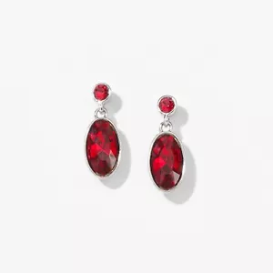Touchstone Crystal by Swarovski Scarlet Crystal SPEC Earrings Rhodium Plating - Picture 1 of 10