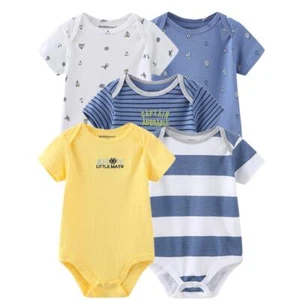 Baby Boys' 5-Pack Short Sleeve Baby Bodysuits One-Piece Bodysuit - Picture 1 of 7