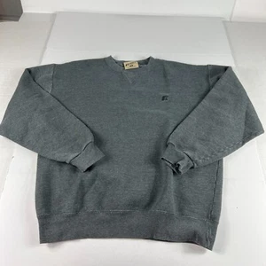 Y2K Russell Athletic Sweatshirt Medium Dark Grey Faded Blank Pullover Crewneck - Picture 1 of 12
