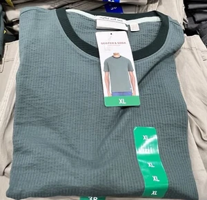 NWT Scotch & Soda Amsterdam Crew Neck T. Shirt XL Textured 100% Cotton Green - Picture 1 of 1