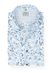 Marvelis Herren Kurzarmhemd Kurzarm Non-Iron Comfort Fit,Florales Muster,New Ken - Picture 1 of 3