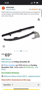 moto timing guides tensioner and gasket for yamaha raptor 700 YFM 2006-2020 - Bild 1 von 2