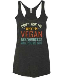 Funny Vegan Gift Plant Based Vegetarian Veganism Nature Lover Racer Tank Top - Picture 1 of 5