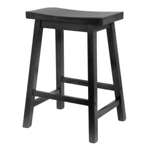 Winsome Wood 29 Inch Saddle Seat Bar Stool In Black Finish 20089 New